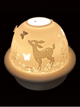 Porcelain Deer Candle Dome Light w/Candle Plate